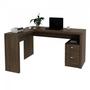 Imagem de Conjunto Home Office 2 Peças 1 Mesa para Escritório em L com 1 Balcão 3 Portas Espresso Móveis