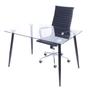 Imagem de Conjunto Home Office 2 Peças Mesa Taurus Vidro Cadeira Presidente Esteirinha 3301 Espresso Móveis Preto