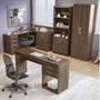 Imagem de Conjunto Home Office 4 Peças 1 Mesa em L 1 Escrivaninha 2 Armários Espresso Móveis
