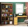 Imagem de Conjunto Home Office com Escrivaninha 3 Gavetas e Estante para Livros  Móveis Avelã TX/Maracujá TX