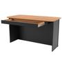 Imagem de Conjunto Home Office Mesa de Escritório Ripada 135cm com Gaveta 1 Estante 2 Portas Espresso Móveis