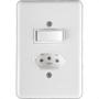 Imagem de Conjunto Ilumi Stylus Branco Com Placa 1 Simples + Tomada 2P+T. 20A. 20201
