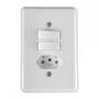 Imagem de Conjunto Ilumi Stylus Branco Com Placa 2 Simples + Tomada 2P+T. 20A. - 20211