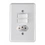 Imagem de Conjunto Ilumi Stylus Branco Com Placa 2 Simples + Tomada 2P+T. 20A. - 20211