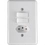 Imagem de Conjunto Ilumi Stylus Branco Com Placa 2 Simples + Tomada 2P+T. 20A. - 20211