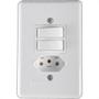Imagem de Conjunto Ilumi Stylus Branco Com Placa 2 Simples + Tomada 2P+T. 20A. - 20211