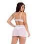 Imagem de Conjunto IMI Lingerie Sutiã Calcinha Fio e Saia Renda Tule Hari Branco