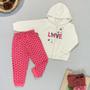 Imagem de Conjunto Infantil 1 ao 3 de Moletom para Meninas Love Creme