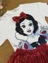 Imagem de Conjunto Infantil Animê Saia Paetê Vermelho e Blusa Manga Curta Branca de Neve Disney