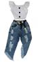 Imagem de Conjunto Infantil Blogueirinha Cropped Calça Jeans Moda Luxo