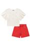 Imagem de Conjunto Infantil Blusa Boxy em Malha Wave c/Pérolas e Shorts em Tricoline Festas- Kukiê