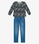 Imagem de Conjunto Infantil Blusa Com Calça Jeans Trick Nick Azul