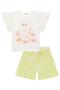 Imagem de Conjunto Infantil Blusa em Cotton e Manga Tule Gatinha e Shorts em Sarja Empapelada Princess by Infanti