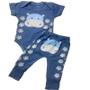 Imagem de Conjunto Infantil Body e Calça Bebe Bichinhos Estampado Manga Curta 2 Pçs