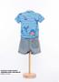 Imagem de Conjunto Infantil Camiseta Tubarão Bermuda Jeans Oliver