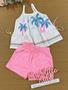 Imagem de Conjunto Infantil Catavento Verão Shorts Rosa e Bata Coqueiros