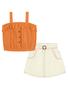 Imagem de Conjunto Infantil Catavento Verão Shorts Saia e Cropped Laranja