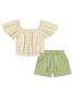 Imagem de Conjunto Infantil Catavento Verão Shorts Verde e Blusa Listrada