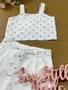 Imagem de Conjunto Infantil Cinti Verão Shorts e Blusa Branca Bordado Paetês