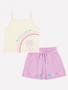 Imagem de Conjunto Infantil Cinti Verão Shorts Lilás e Regata Coqueiro