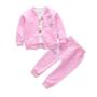 Imagem de Conjunto Infantil Coelho Páscoa Rosa Casaco + Blusa + Calça