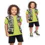 Imagem de Conjunto Infantil Colete Camiseta Bermuda 3 Pçs Elian