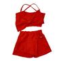 Imagem de Conjunto Infantil Cropped Laço Short Saia Look Estiloso Luxo