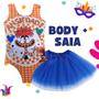 Imagem de Conjunto Infantil de Carnaval Body Ansiedade Divertidamente Vermelho e Saia de Tule Azul