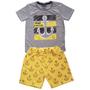 Imagem de Conjunto Infantil Digi Camiseta Cinza Bermuda Moletom Amarelo Estampa Âncoras