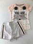 Imagem de Conjunto infantil feminino blusa com short saia cinza com salmon