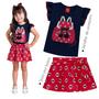 Imagem de Conjunto Infantil Feminino Blusa + Short c/ Saia em Meia Malha Kyly