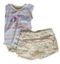 Imagem de Conjunto infantil feminino - body e shorts em sarja cor rosa - amarelo marca bela fase moda bebê