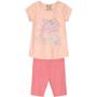 Imagem de Conjunto Infantil Feminino Brandili Camiseta e Bermuda Ciclista Rosa Salmão - 25789