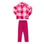 Imagem de Conjunto Infantil Feminino  Casaco em Pelo Jacquard Xadrez e Legging Molicotton Rosa Angerô