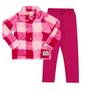 Imagem de Conjunto Infantil Feminino  Casaco em Pelo Jacquard Xadrez e Legging Molicotton Rosa Angerô