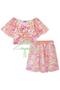 Imagem de Conjunto Infantil Feminino de Verão Cropped e Saia Kukiê Menina 69702