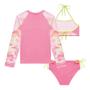 Imagem de Conjunto Infantil Feminino Kukiê Camiseta ML e Biquini Rosa