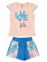 Imagem de Conjunto Infantil Feminino Love Bird - Lual Kids - Salmão/Azul Astral