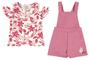 Imagem de Conjunto Infantil Jardineira e Blusa Cor Off White e Rosa