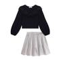 Imagem de Conjunto Infantil Kukiê Blusa em Cotton e Saia em Veludo Plissado - Preto