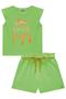 Conjunto Infantil Kukie Shorts e Blusa Verde Love Imagem de Conjunto Infantil Kukie Shorts e Blusa Verde Love
