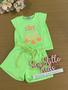 Conjunto Infantil Kukie Shorts e Blusa Verde Love Imagem de Conjunto Infantil Kukie Shorts e Blusa Verde Love