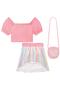 Imagem de Conjunto Infantil Kukie Tropical Saia Arco Iris e Blusa com Bolsinha