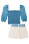 Imagem de Conjunto Infantil Kukie Tropical Shorts e Blusa Azul