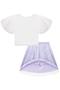 Imagem de Conjunto Infantil Kukie Verão Saia Tule Lilás e Blusa Tule Laço