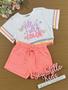 Imagem de Conjunto Infantil Kukie Verão Shorts Laranja e Blusa