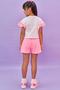 Imagem de Conjunto Infantil Kukie Verão Shorts Rosa e Blusa Boxy Gatinha Milk Shake