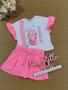 Imagem de Conjunto Infantil Kukie Verão Shorts Rosa e Blusa Boxy Gatinha Milk Shake