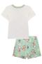 Imagem de Conjunto Infantil Kukie Verão Shorts Saia Verde e Blusa Ursinha