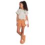 Imagem de Conjunto Infantil Kyly Blusa Algodão Short Moletom Leve Mescla Gelo/Laranja